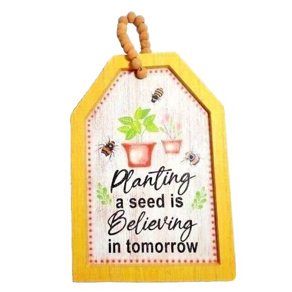 Planting a Seed is Believing in Tomorrow Wood Plaque Farmhouse Honeybees Gift - Picture 1 of 2